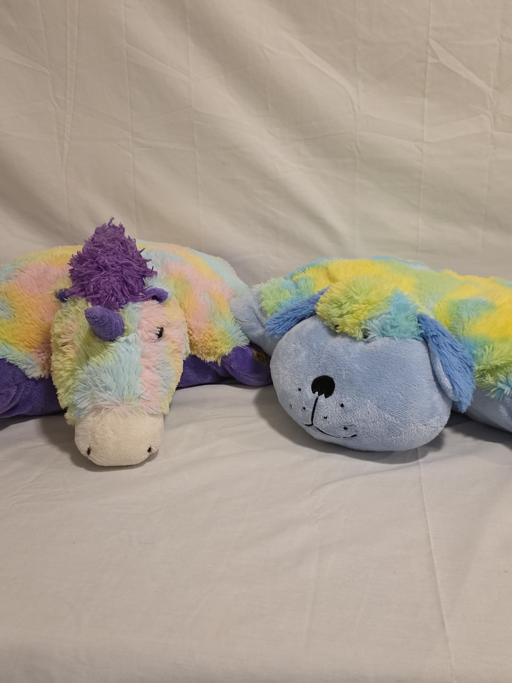 Lot Of 2 Pillow Pets Glow Pets Blue Puppy Rainbow Unicorn Don't Light